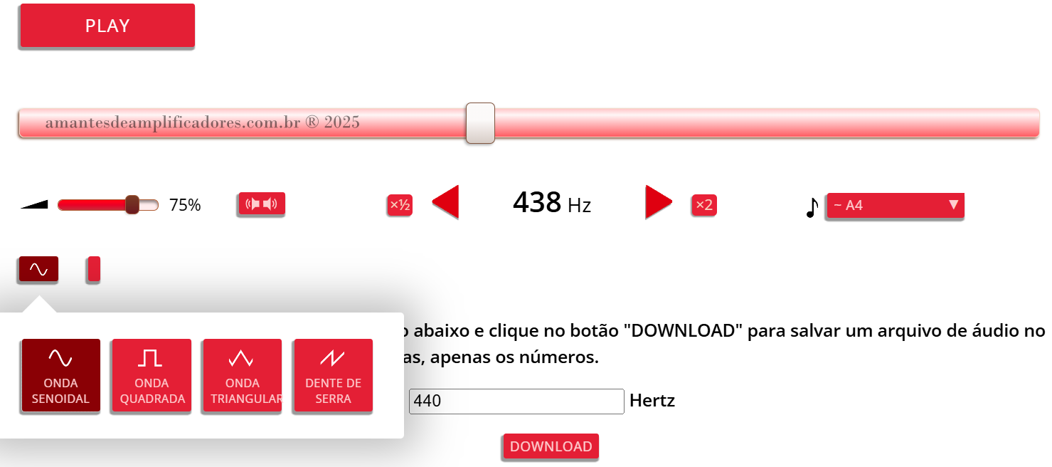 gerador frequência online de forma de onda senoial