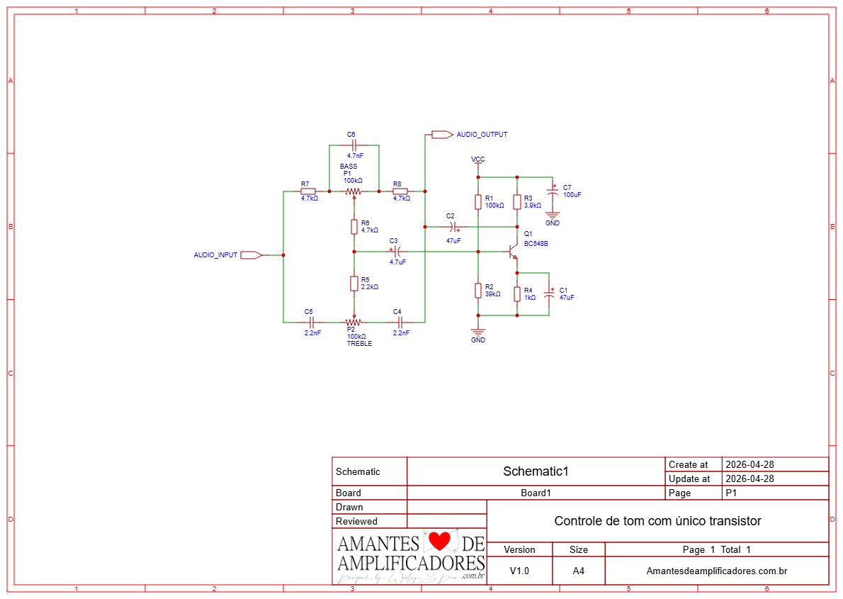 esquema do circuito equalizador baxandall ativo com transistor bc548