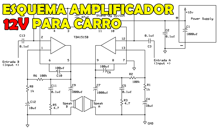Esquema amplificador 12V 100w