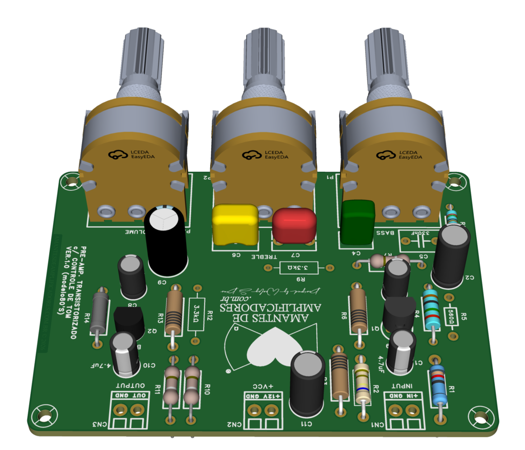 placa pré-amplificador com transistor