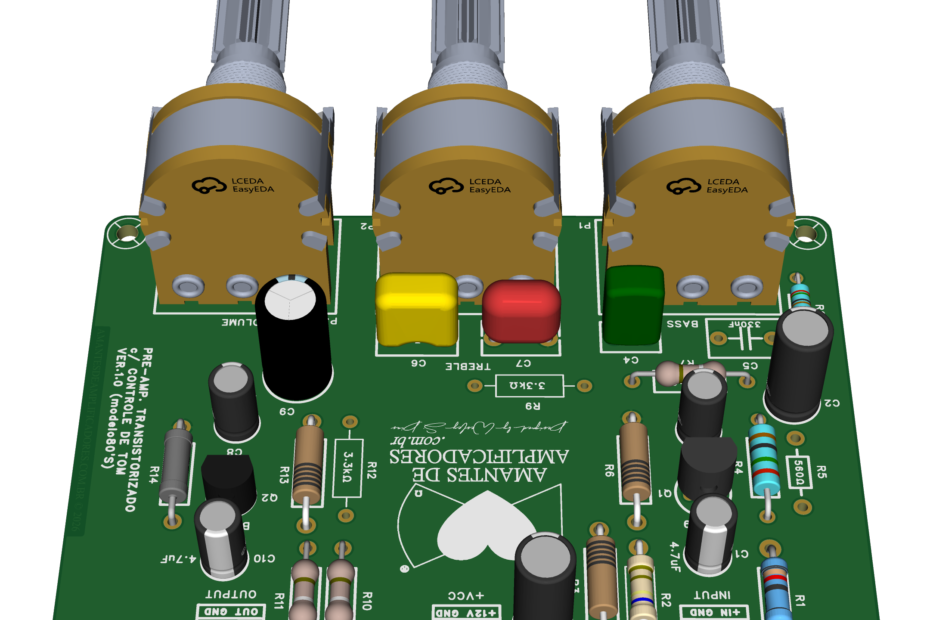 placa pré-amplificador com transistor