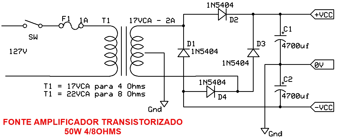 FONTE AMPLIFICADOR 50W TRANSISTORIZADO PDF