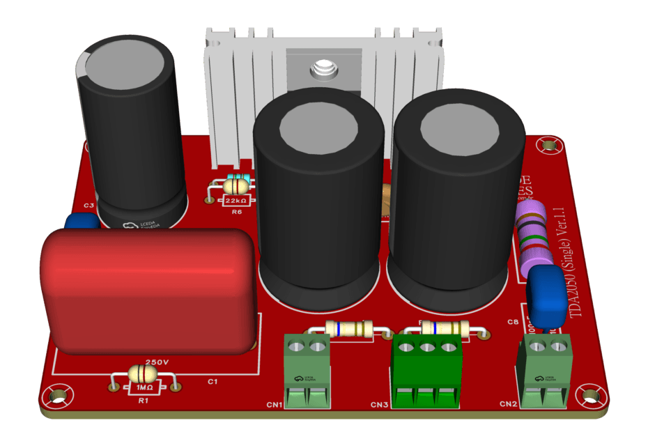 módulo amplificador tda2050 fonte simétrica