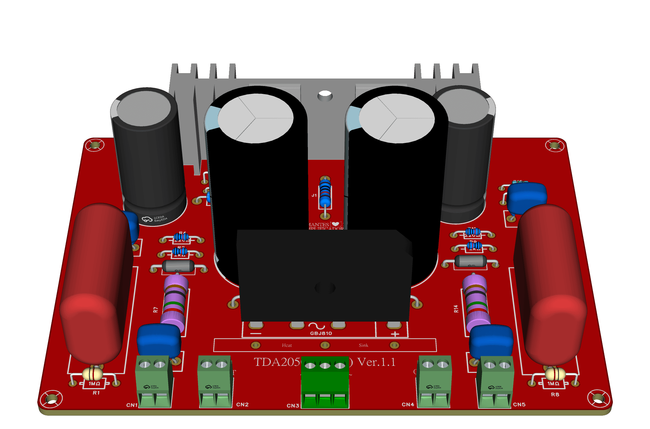 módulo amplificador tda2050 stereo