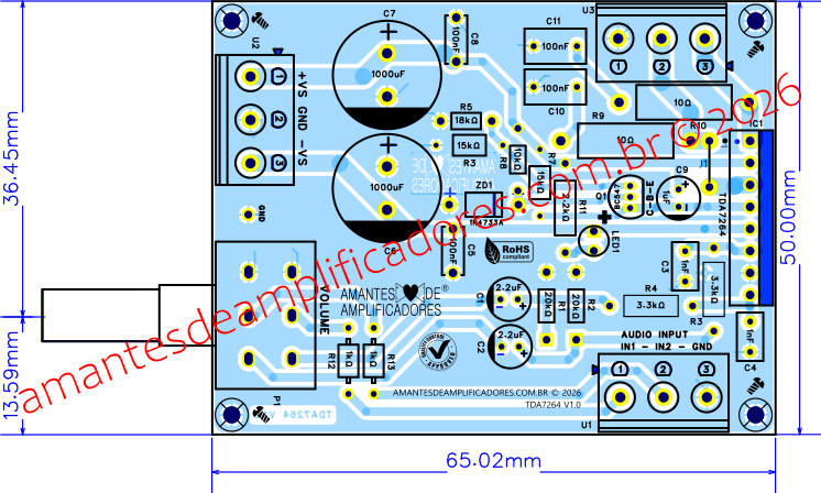 top side pcb tda7264 board
