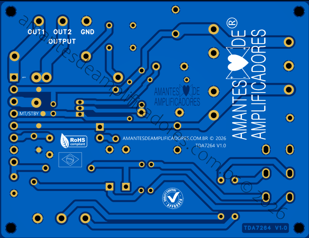 placa pcb tda7264 serigrafia inferior