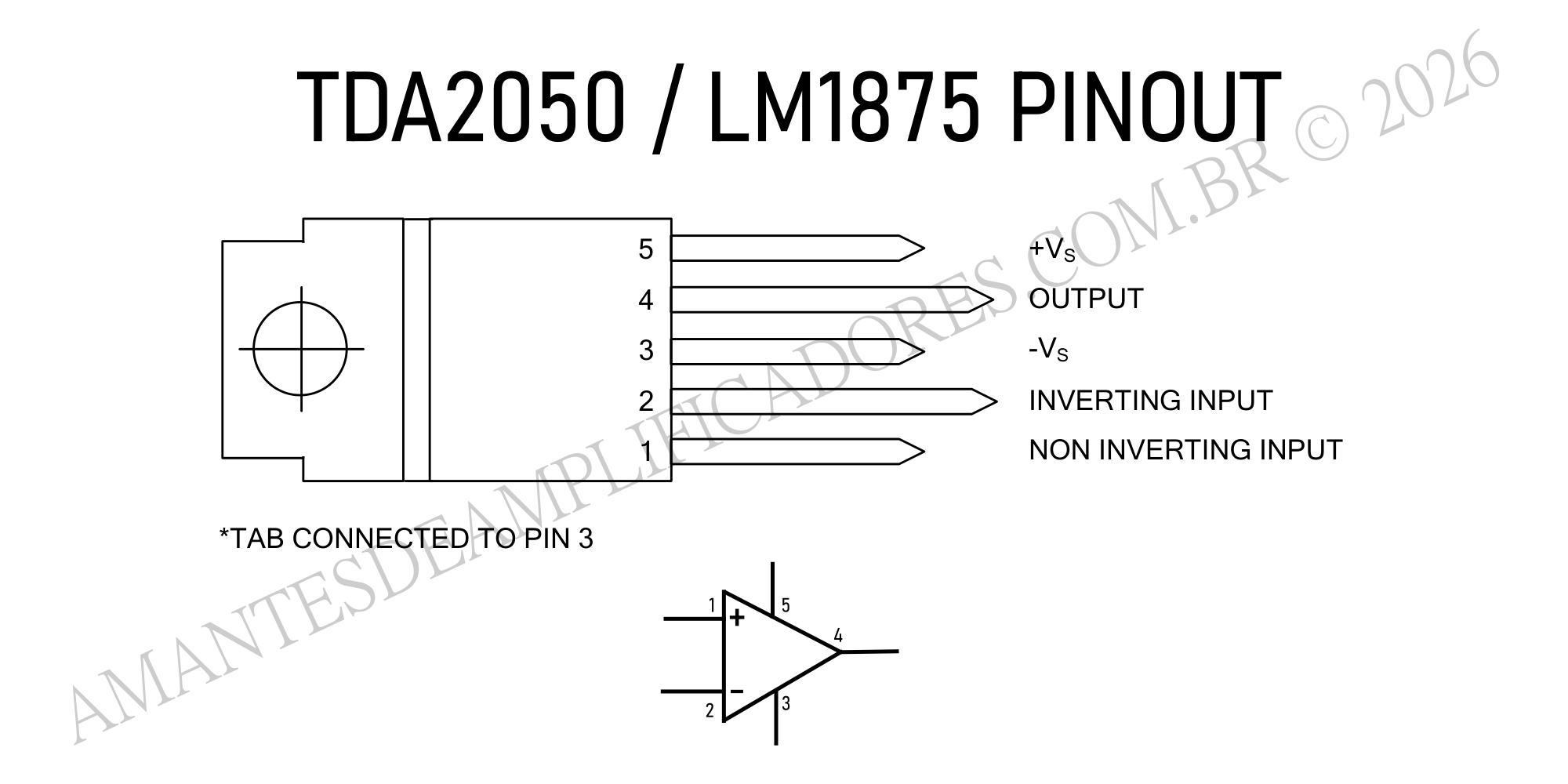 pinagem amplificador tda2050