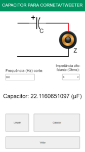 como calcular capacitor de corte para tweeter