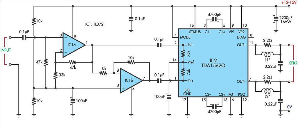 circuito amplificador 12v para subwoofer automotivo passivo