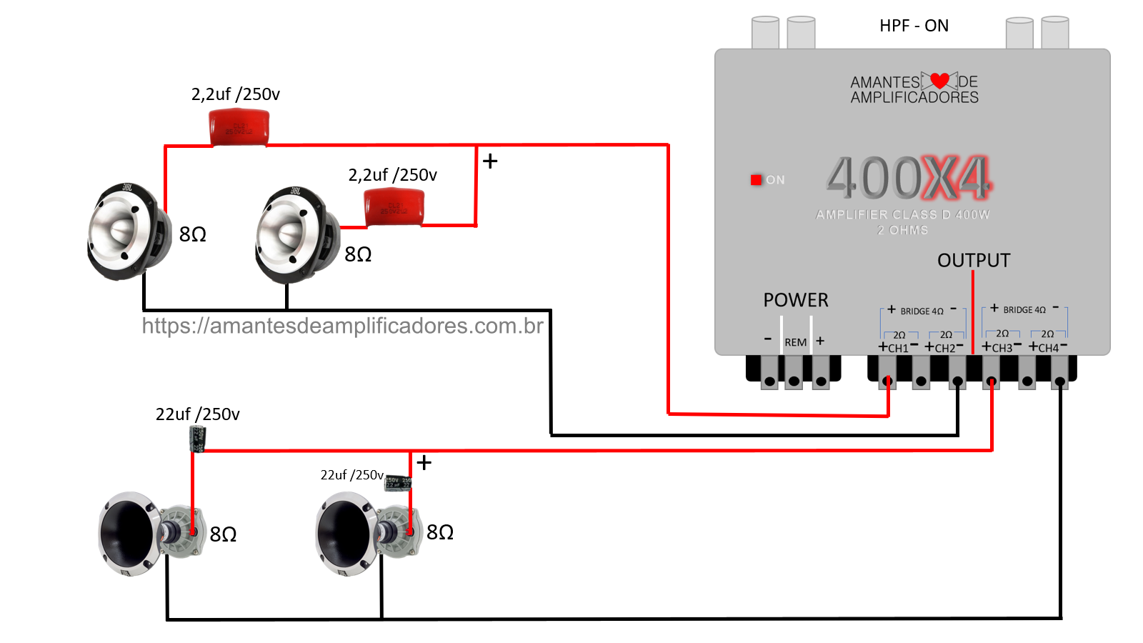 Como ligar cornetas e tweeter juntos (Resolvido)