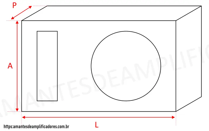 projeto caixa retangular com duto para subwoofer de 12p