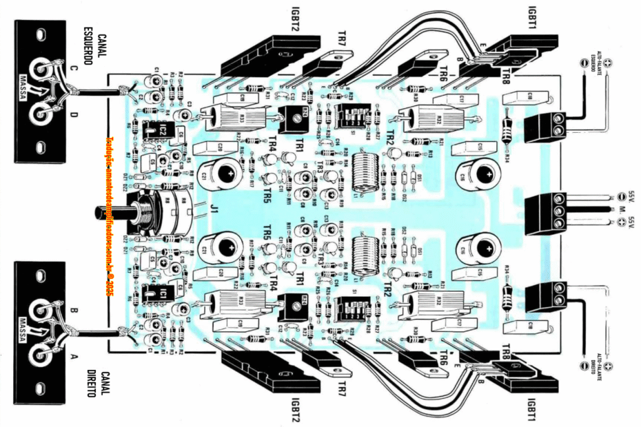 amplificador de som igbt 100w rms 4 ou 8 ohms