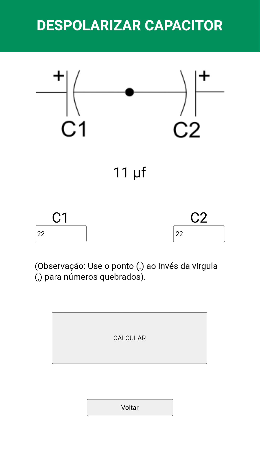 como calcular capacitor despolarizado