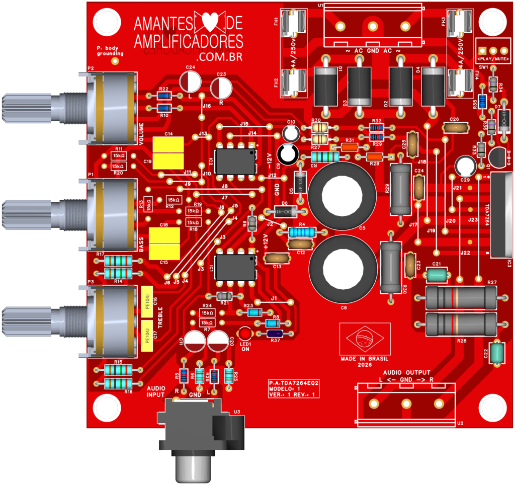 visão superior 3d placa amplificador tda7264 pdf