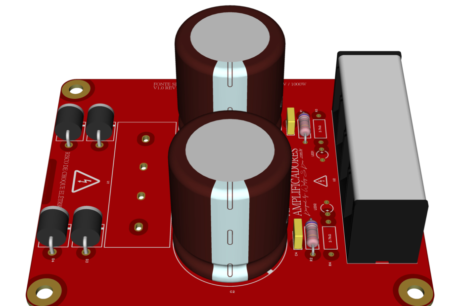placa pcb de fonte simétrica 100v para amplificador de som 50 50v